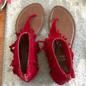 Red fringe Sandals 8.5